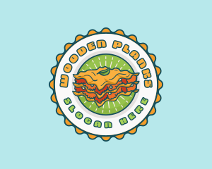 Lasagna Pasta Emblem logo design