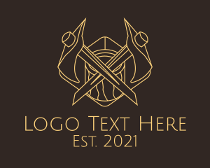 Woodcutting - Minimalist Lumberjack Axe logo design