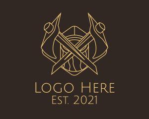 Arborist - Minimalist Lumberjack Axe logo design
