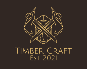 Woodcutting - Minimalist Lumberjack Axe logo design