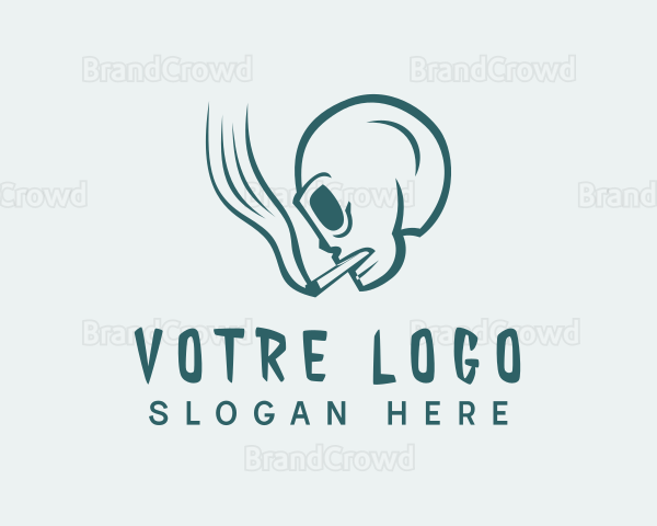 Green Skull Smoking Logo