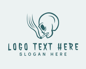 Punk - Green Skull Smoking logo design