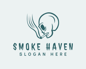 Green Skull Smoking logo design