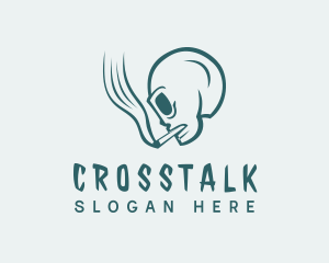 Skate Shop - Green Skull Smoking logo design