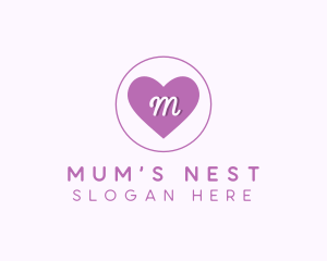 Mum - Purple Heart Letter logo design