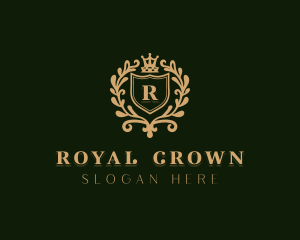 Wreath Crown Shield logo design