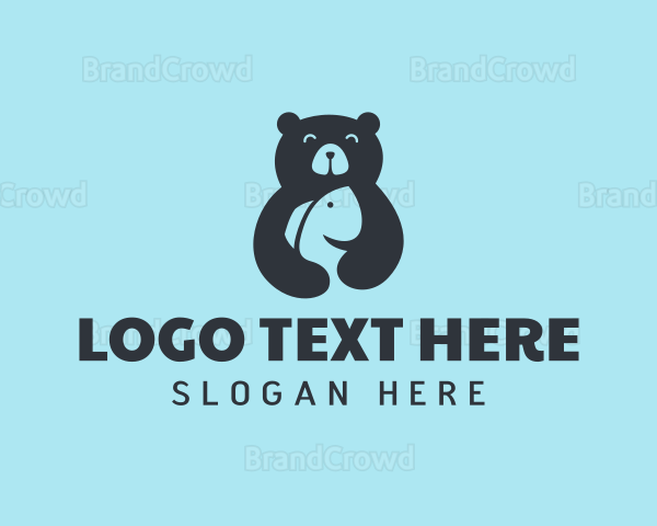 Cute Bear Fish Logo