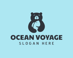 Cute Bear Fish logo design