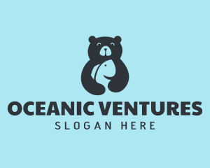 Cute Bear Fish logo design