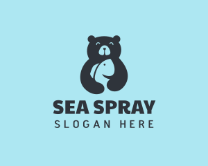 Cute Bear Fish logo design