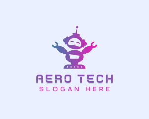 Cute Robot Tech logo design