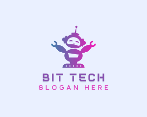 Cute Robot Tech logo design