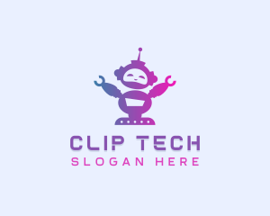 Cute Robot Tech logo design