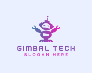 Cute Robot Tech logo design