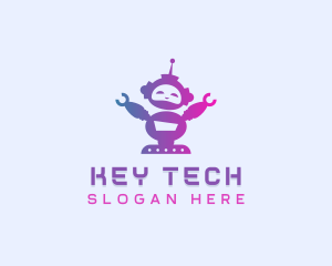 Cute Robot Tech logo design