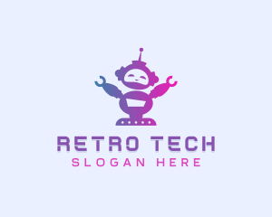 Cute Robot Tech logo design