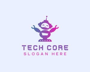 Cute Robot Tech logo design