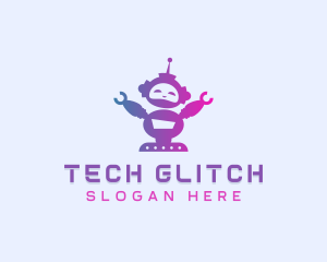 Cute Robot Tech logo design