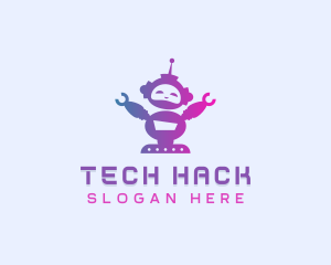 Cute Robot Tech logo design