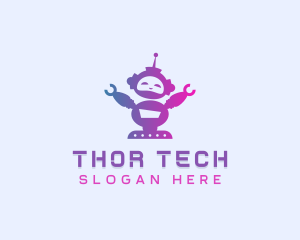 Cute Robot Tech logo design