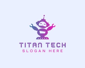 Cute Robot Tech logo design