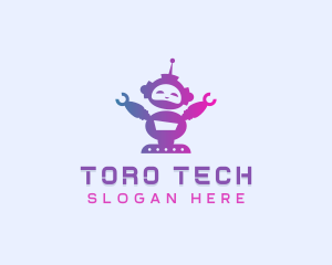 Cute Robot Tech logo design