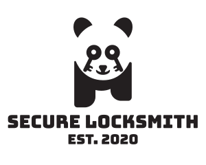 Locksmith - Key Lock Panda logo design