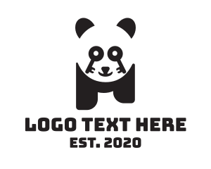 Locked - Key Lock Panda logo design