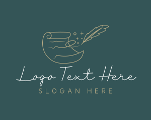 Pen - Scroll Quill Feather logo design