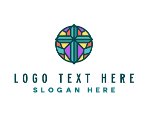 Stained Glass - Christianity Worship Cross logo design