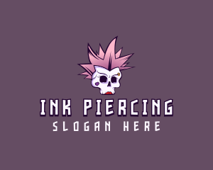 Piercing - Punk Girl Skull logo design