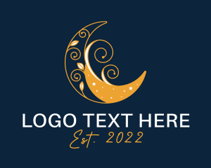 Night Time - Golden Starry Moon logo design