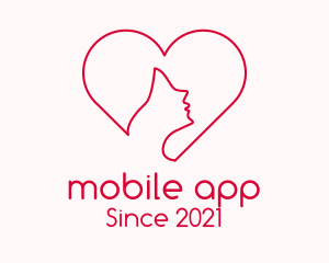Dating Site - Minimalist Woman Heart logo design