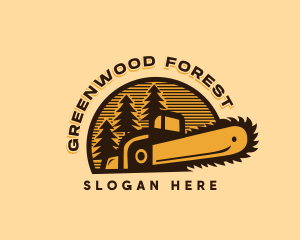 Chainsaw Logging Forest logo design