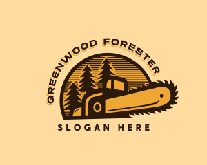 Chainsaw Logging Forest logo design