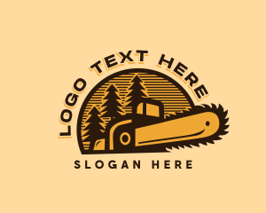 Badge - Chainsaw Logging Forest logo design