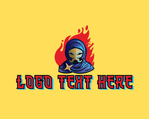 Cartoon - Skull Villain Fire logo design