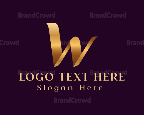 Metallic Ribbon Business Letter W Logo