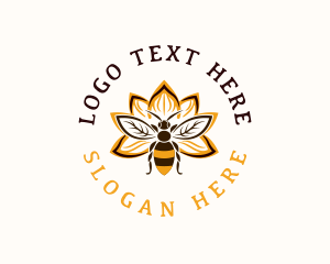 Bee Farm - Bee Flower Wings logo design