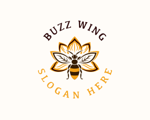 Bee Flower Wings logo design