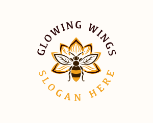 Bee Flower Wings logo design