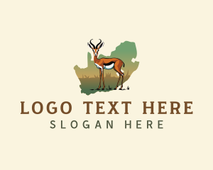 Map - South Africa Springbok Antelope logo design