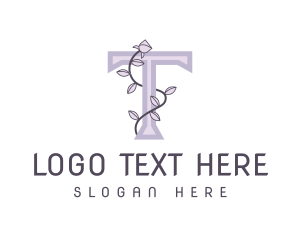 Vine Leaves Letter T logo design