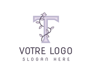 Vine Leaves Letter T Logo