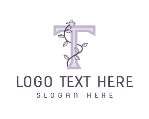 Vine Leaves Letter T Logo