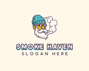 Hipster Vaping Man logo design