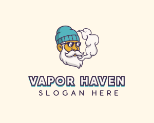 Hipster Vaping Man logo design