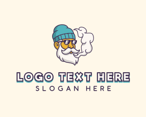 Smoking - Hipster Vaping Man logo design