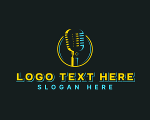 Broadcaster - Microphone Podcast Entertainment logo design