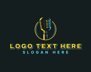 Podcast - Microphone Podcast Entertainment logo design